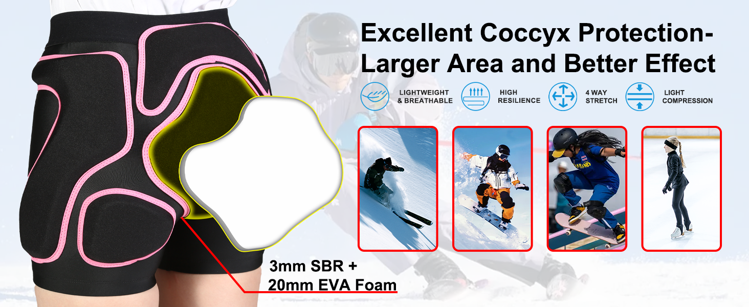 Skating Shorts Crash Butt Pads for Tailbone