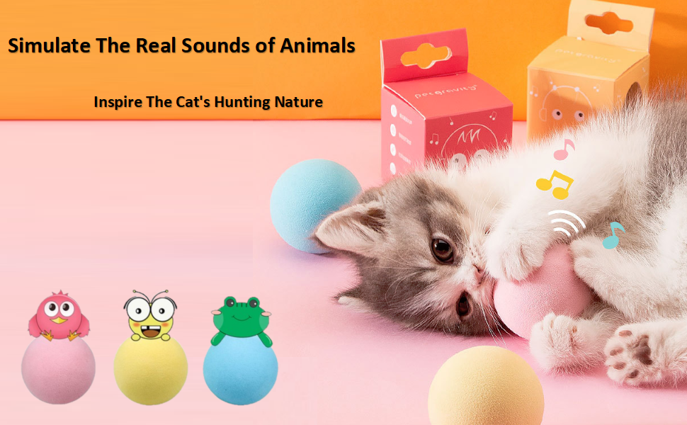 LKJYBG Cat Catnip Balls,3pcs Cat Interactive Toys with Smart trigger