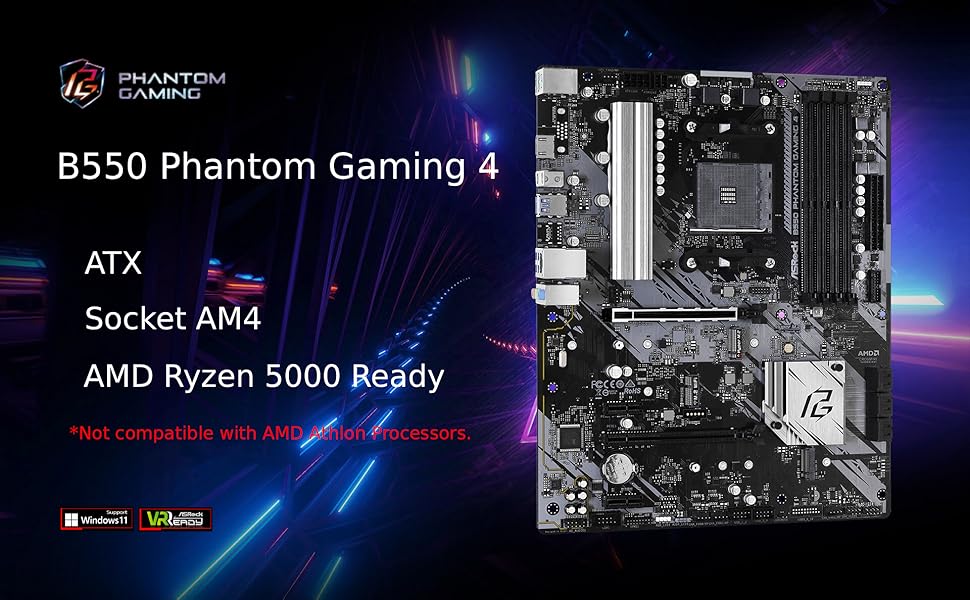 Amazon.com: ASRock B550 Phantom Gaming 4 Supports AMD AM4