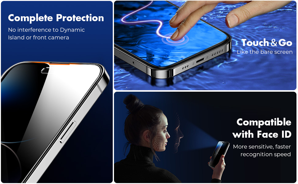 UNBREAKcable Privacy Screen Protector for iPhone 14 Pro, Shatterproof