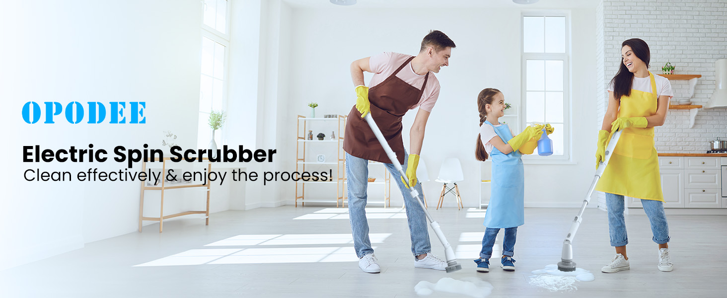 OPODEE Electric Spin Scrubber, Shower Scrubber with Long