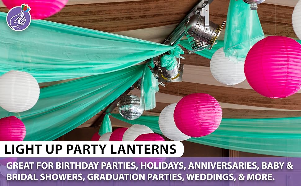 Mudra Crafts Mixed Colored Paper Lanterns with Lights Decorative 12