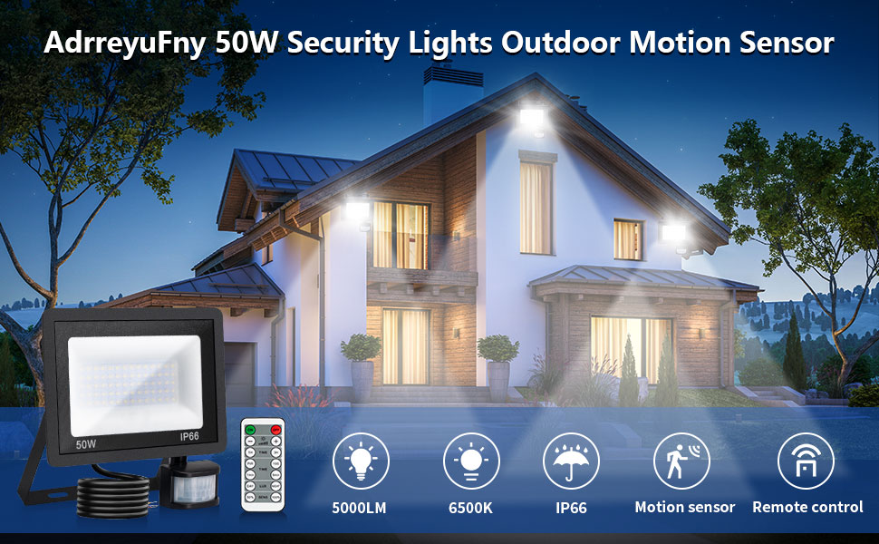 Security lights outdoor motion sensor 50w pir lights outdoor with
