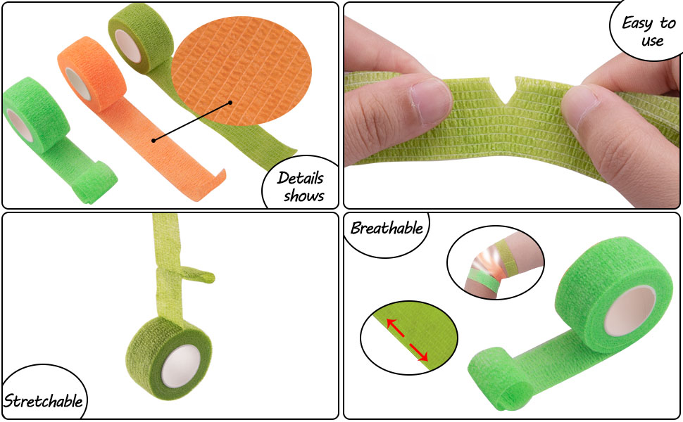 The self adhesive wrap is made of stretchable and breathable material, easy to tear by hand