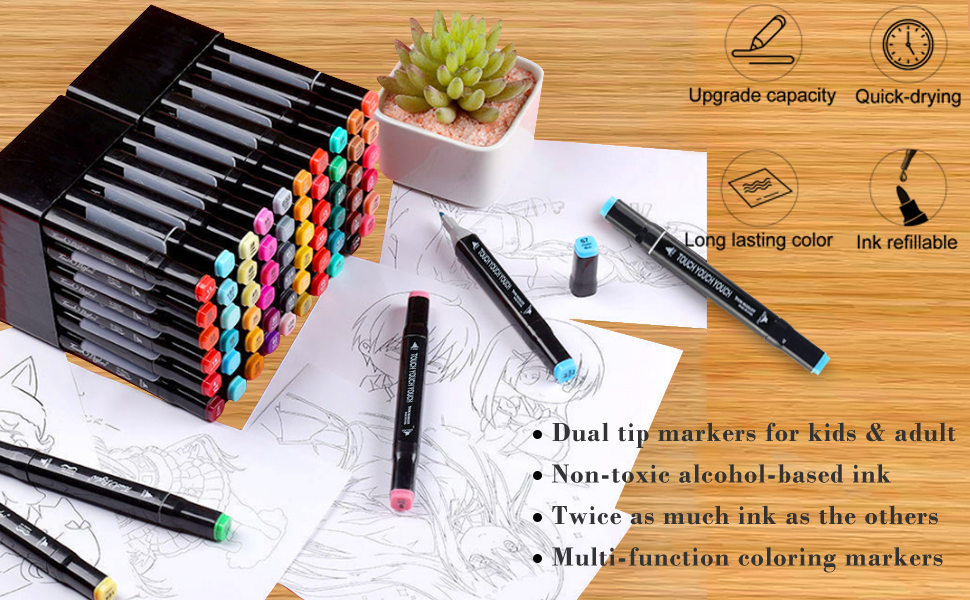 Simpleoa 120 Alcohol Markers Set for Student, Felt Tip Coloring Pens
