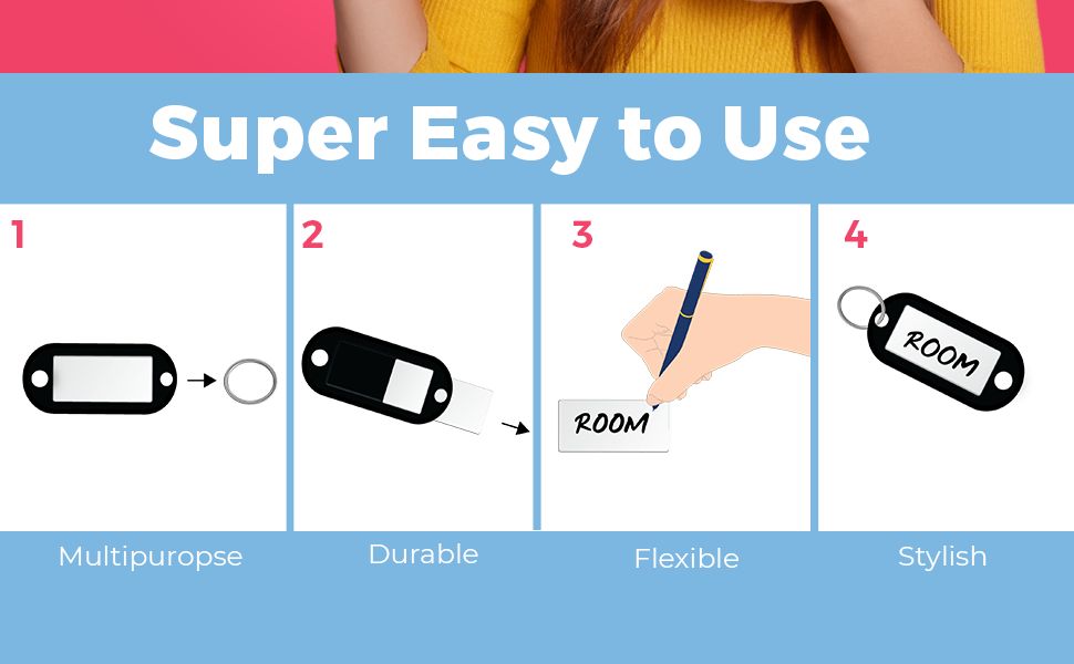 BirdFactor 30 Pcs Key Tags with Labels, 10 Colors Key Fobs with Split