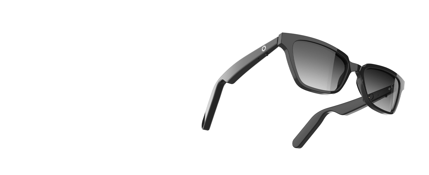 Lucyd Smart Sunglasses | Nebula Model | Open Ear | Noise Canceling Wireless Mics | Compatible with Voice Assistants | Narrow Size 21 Lucyd Lyte 2.0 Nebula Bluetooth Audio Sunglasses Women Black