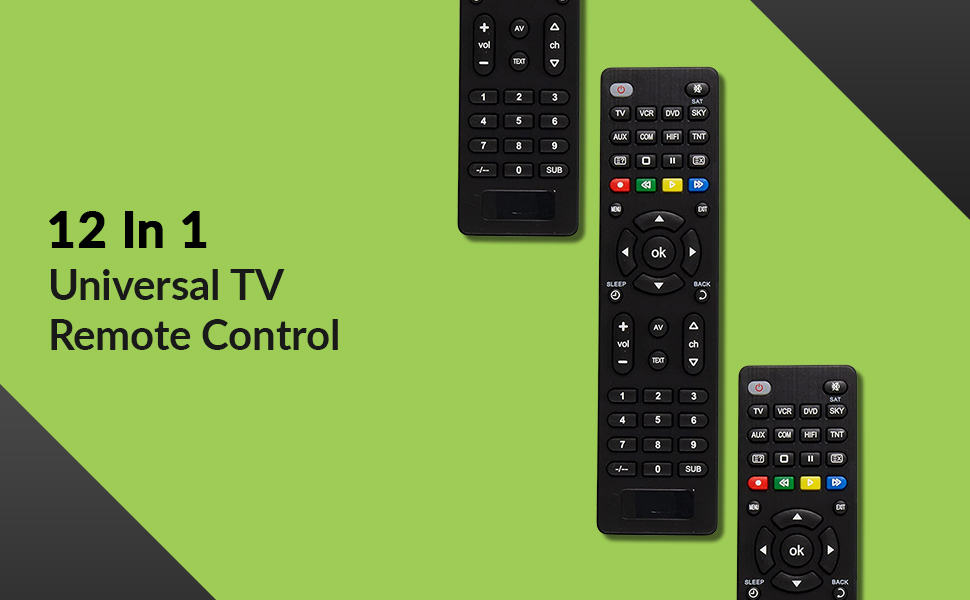 12 In 1 Universal TV Remote Control for All TV, VCR, DVD, SKY/SAT/CABLE