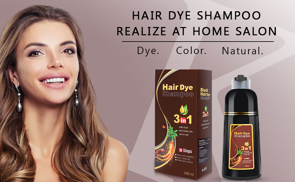 KINGMING Dark Brown Hair Dye Shampoo for Gray Hair 3 in 1
