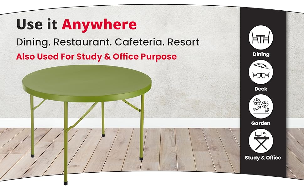 Supreme Furniture Disc Foldable, Round Plastic Table