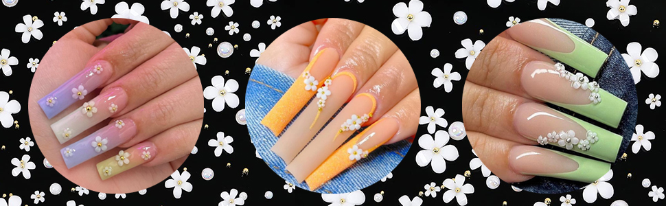 white flower nail decals