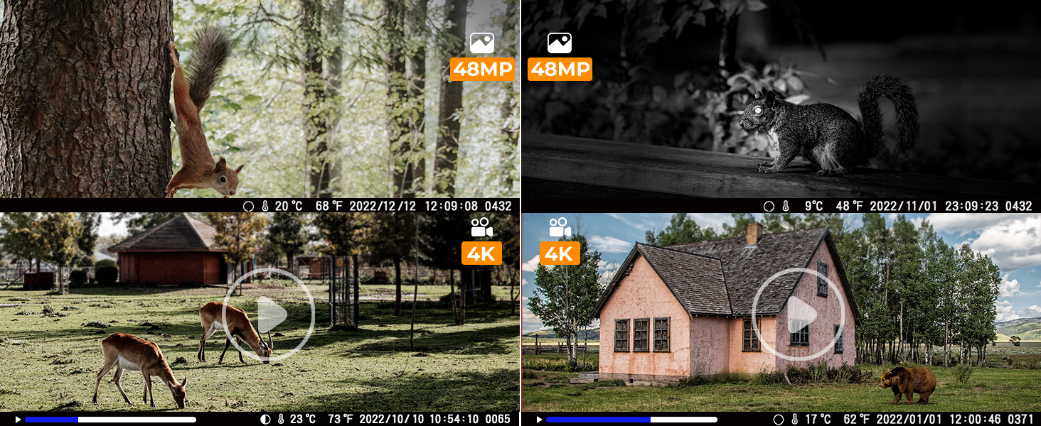 K&F Concept 4K 48MP WiFi Trail Camera, Game Camera with No