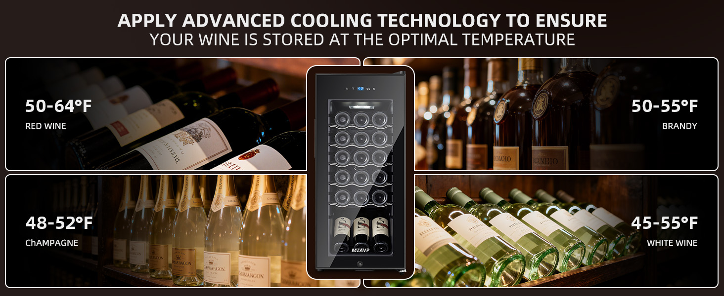 Mini Wine Fridge-Black, 18 Bottles Low Noise Compressor Wine Cooler, Freestanding Wine Cellar with Glass Door and Digital Temperature Control, 14 Inch Wine Refrigerator for Bar, Home & Office 24 1464*600