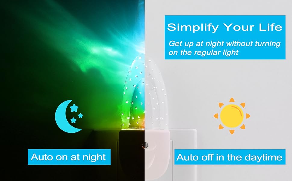 Color changing night lights plug into wall 4 pack rgb led nightlights