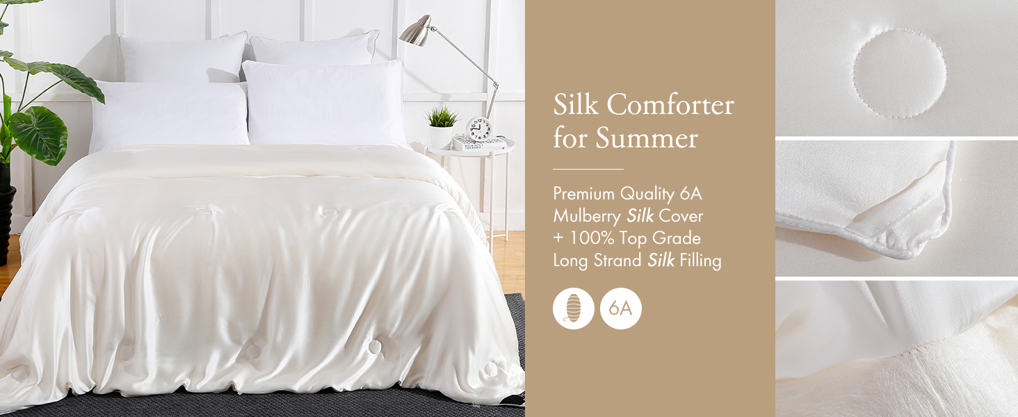 LilySilk All Season Silk Comforter/Duvet/Quilt, 100 Long