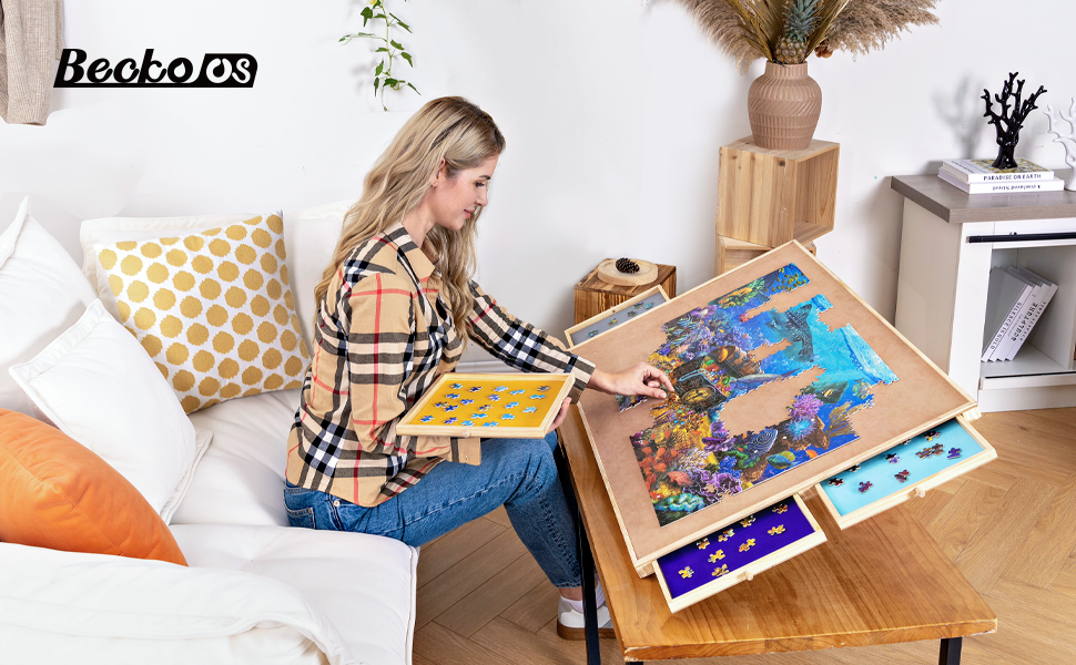 Becko US 1500Pc Tilting Jigsaw Puzzle Board with 4