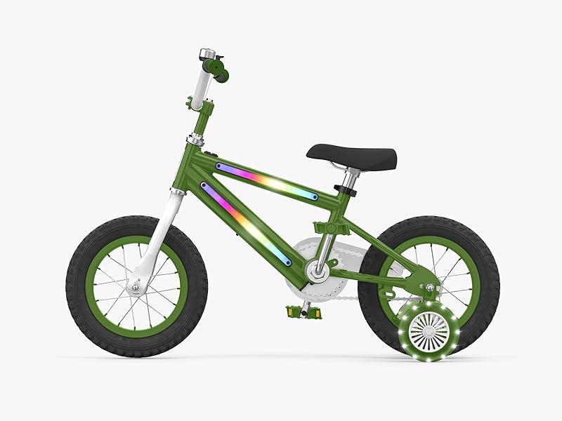 side profile of green light rider 12 bike