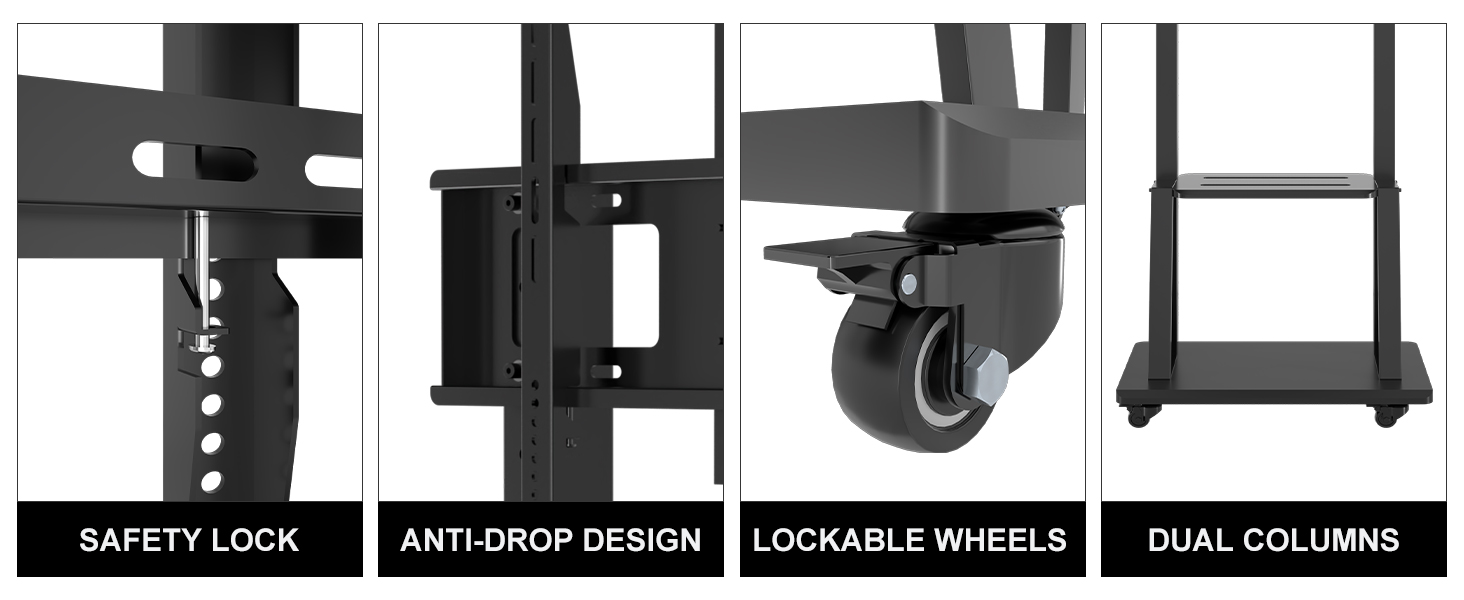 XINLEI Rolling TV Stand with Wheels Heavy Duty Mobile TV