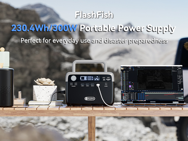 FlashFish ポータル電源　300W/230Wh Flashfish 300W Portable Power Station 60000mah Solar