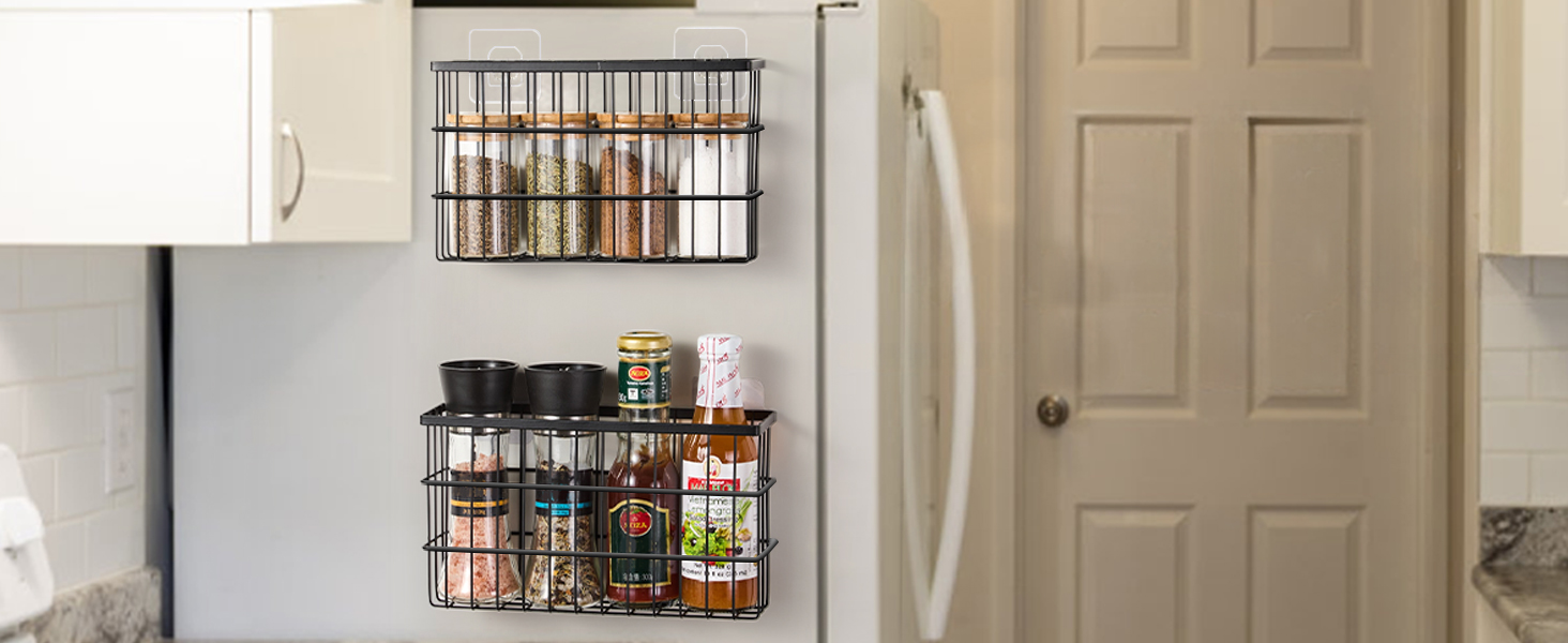 Hanging Storage Basket Organizer Wall Mounted Pantry Caddy Cup Holder for Kitchen