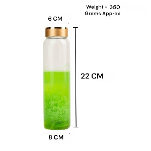 LeCasa - Borosilicate Glass Bottle With Golden Colour Screw Lid - 3036 | Capacity - 750ML