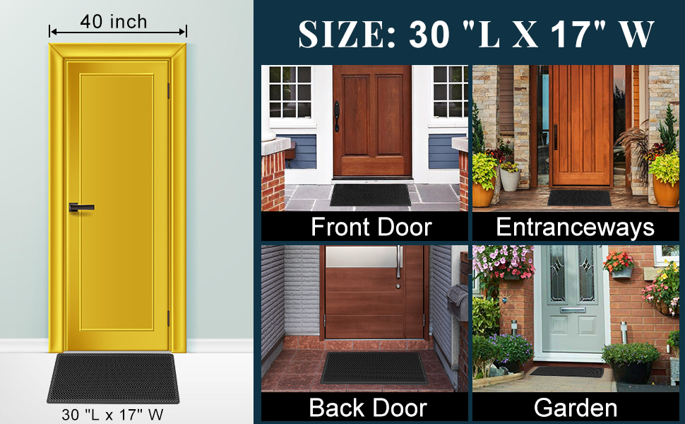 Fowooyeen Outdoor Door Mat, Silicone Scraper Front Door mat, 30'' x 17