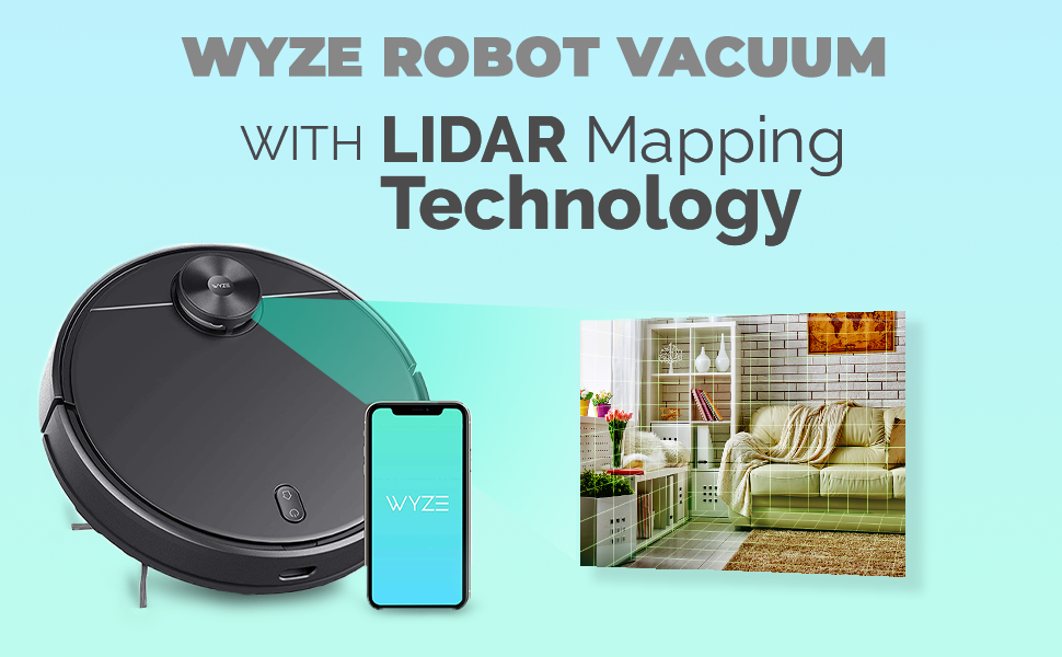 WYZE Robot Vacuum with LIDAR Mapping Technology, 2100Pa Suction, Nogo