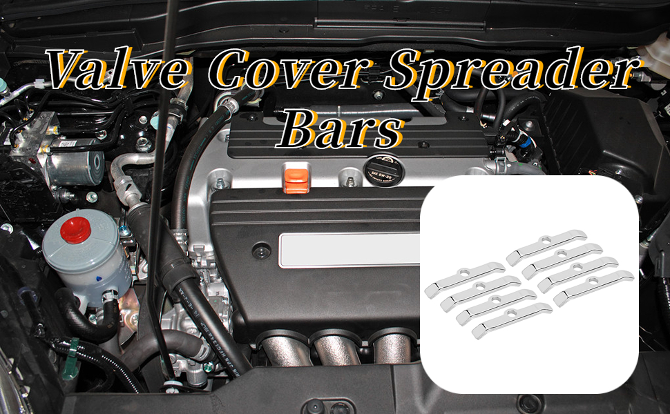 Valve Cover Bars,8pcs Aluminum Alloy Chrome Silver Engine