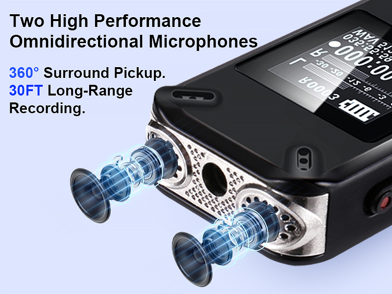 72GB Digital Voice Recorder with Playback, Langkou 1536Kbps