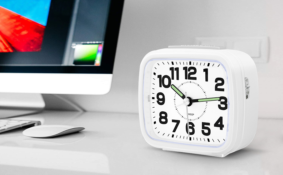 HOPSEM Silent Alarm Clocks Bedside Battery Powered Clocks for Bedrooms