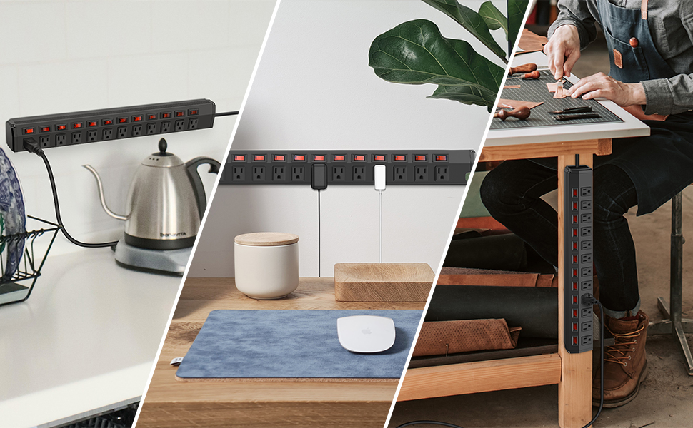 12 Outlet Heavy Duty Power Strip with Individual Switches