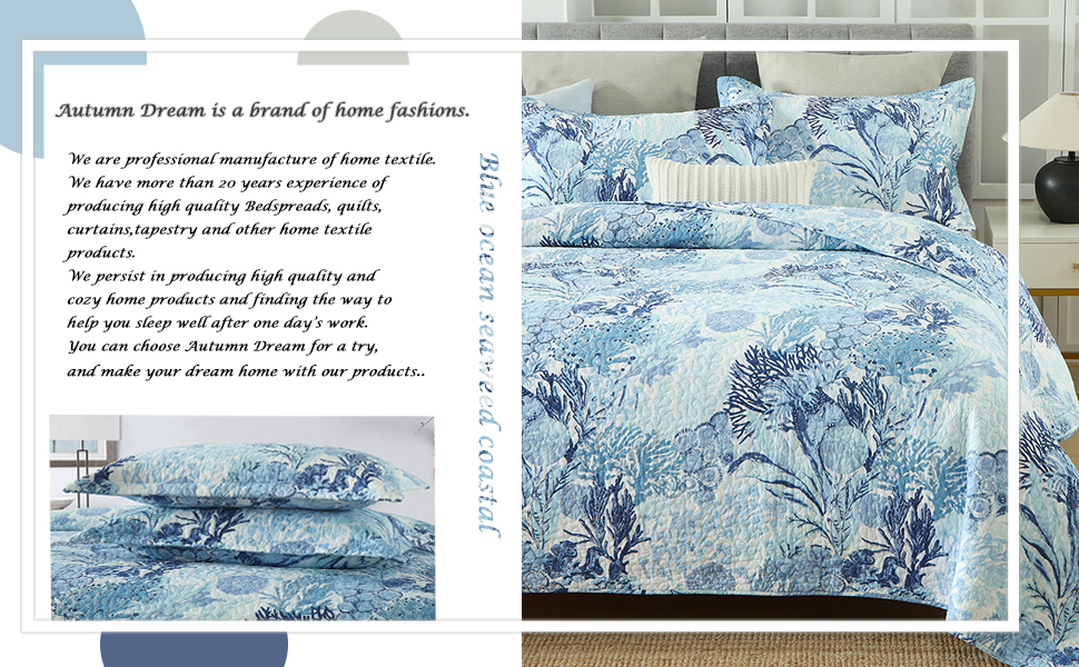 Autumn Dream Cotton Coastal Bedspread Quilt Sets Reversible