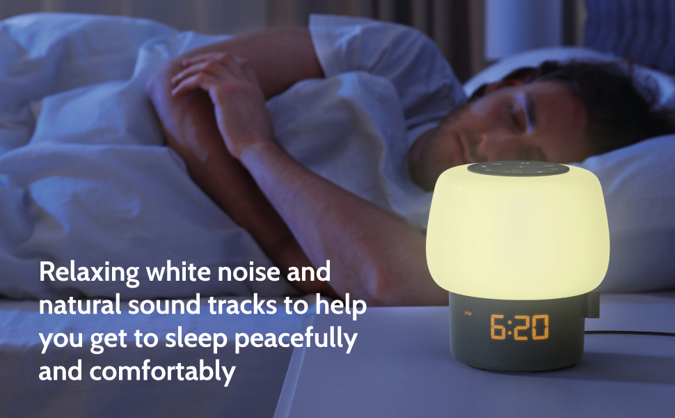 Bedside Lamp Alarm Clock Radio with Bluetooth Speaker & USB Charger