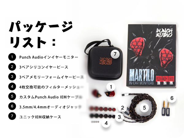 未使用未開封　PUNCHAUDIO MARTILO 有線イヤホン　他社イヤピ付き 未使用未開封 PUNCHAUDIO MARTILO 有線イヤホン 他社イヤピ付き