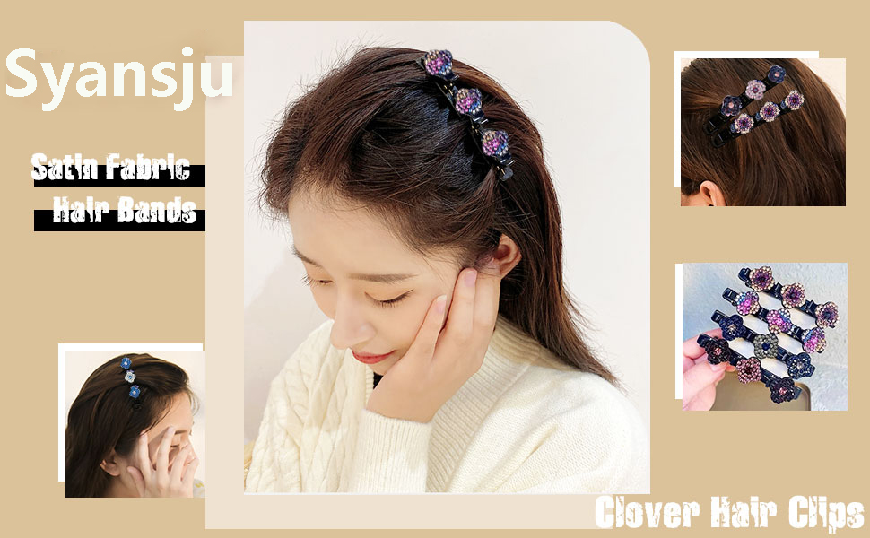 Braided Hair Clips for Women, (4Pcs) Sparkling Crystal