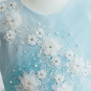 Amazon | [DRESCCO] ライトブルー刺繍ロングドレス 子供ドレス