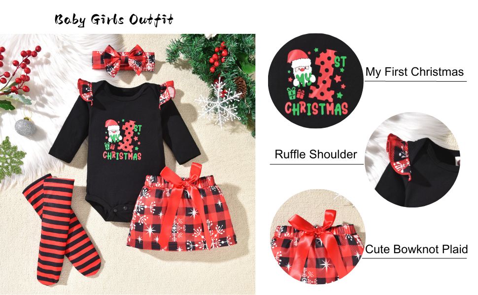 Baby Girl My First Christmas Outfit