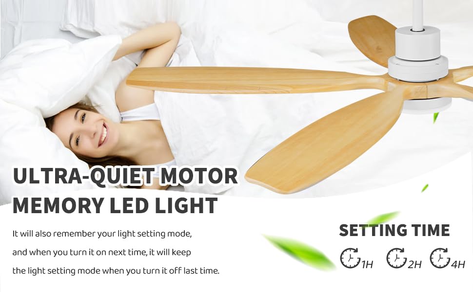 KAPOEFAN 60'' Wood Ceiling Fan with Light and Remote