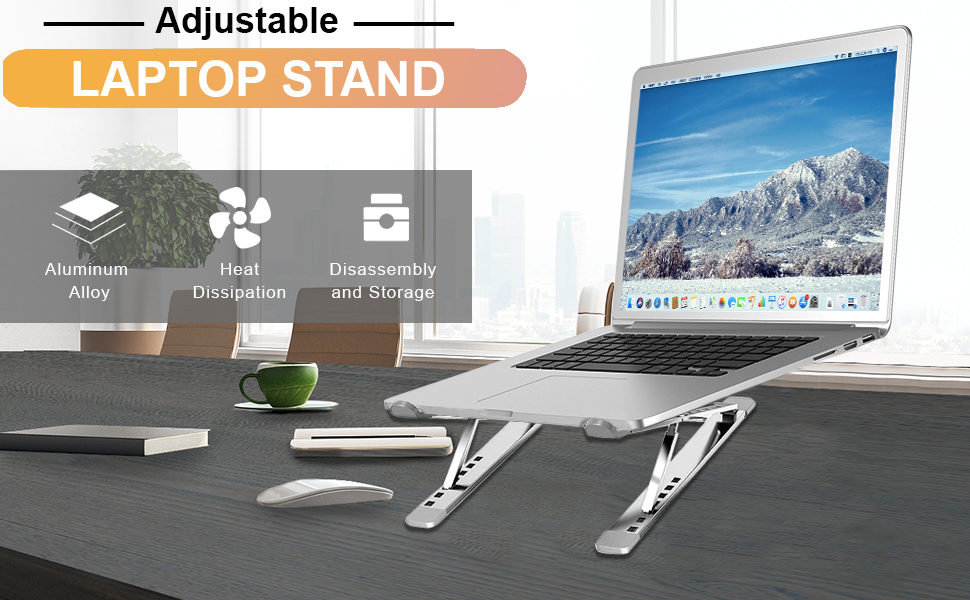 ZEPTRON Foldable Portable Aluminium Laptop Stand Desk Stand with 6