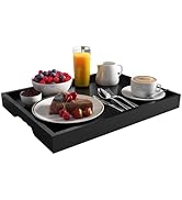 Artmeer Bamboo Breakfast Serving Tray, Portable Serving Platters Tray Great for Dinners Party Tea...