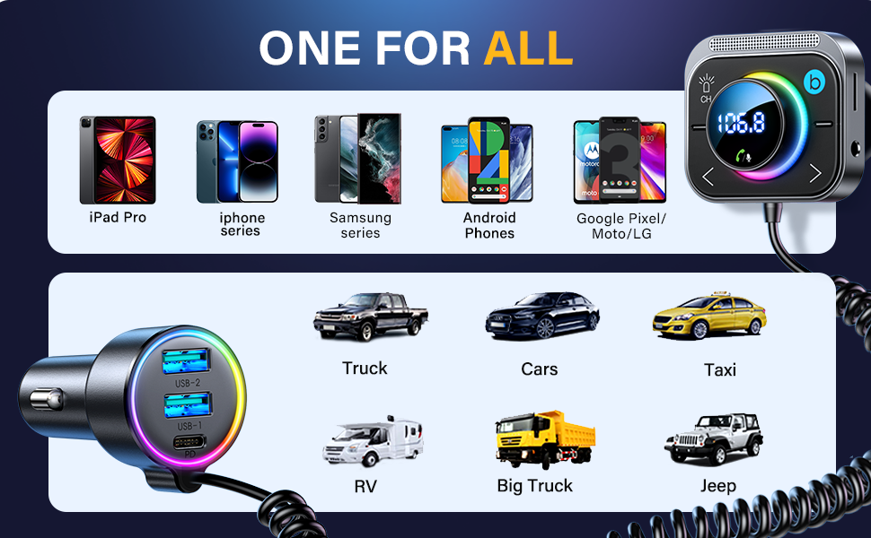 Bluetooth 5.3 FM/AUX Bluetooth Car Adapter, JOYROOM【Air Vent