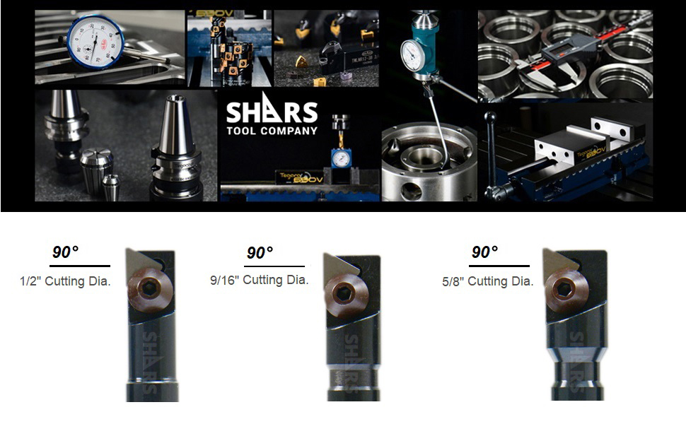 Shars Tool 3 PCS 90 Degree Mini Indexable End Mill Set with TPG22