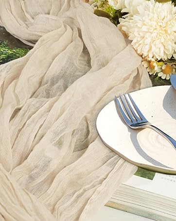 Beige Cheesecloth Table Runner