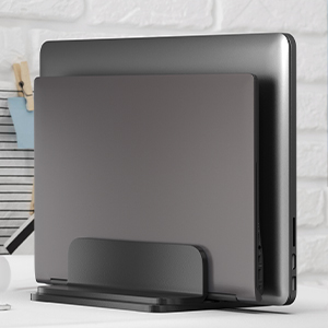 amazon basics Vertical Laptop Stand | Space-Saving Design | Scratch-Resistant | Fits All Laptops Up to 17.3 inches (43.94 cm) 29