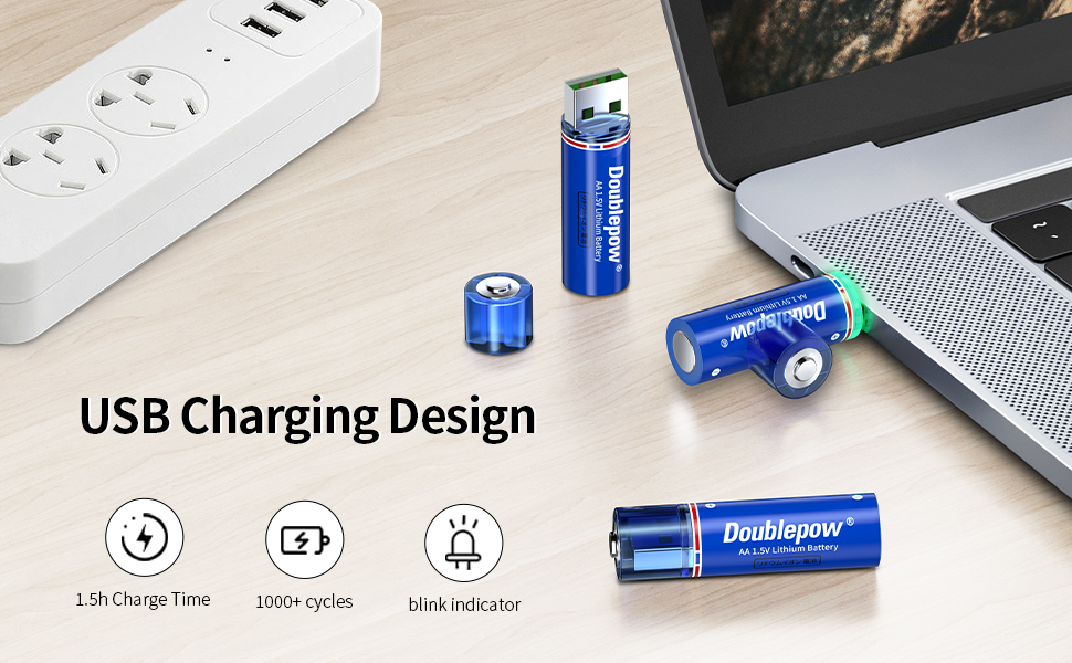 Doublepow Rechargeable AA Batteries,AA Lithium Batteries,1