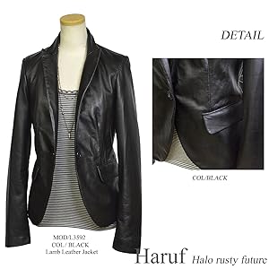 美品　バルマン　レザーテーラードジャケット　ラムレザー　ステッチ　ブラック　XL Amazon | [ハルフ] テーラードジャケット レザージャケット