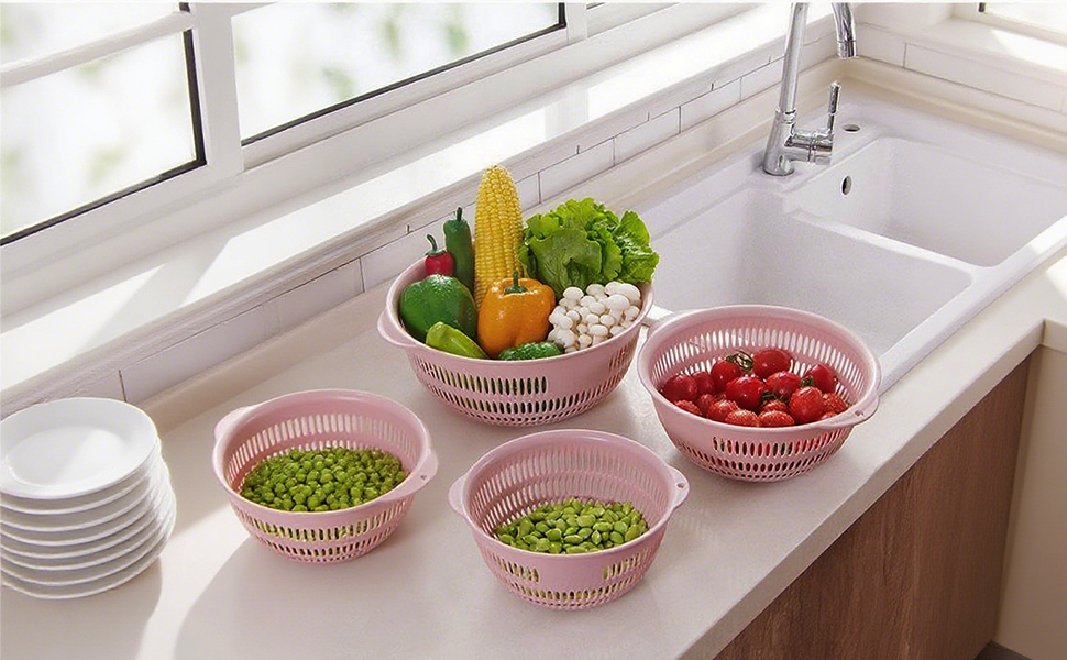 plastic colanders colander for kitchen pink strainer