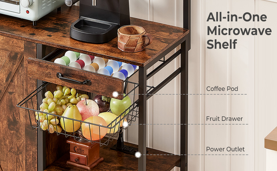 Tatub Farmhouse Coffee Bar with Trash Can Storage & Coffee