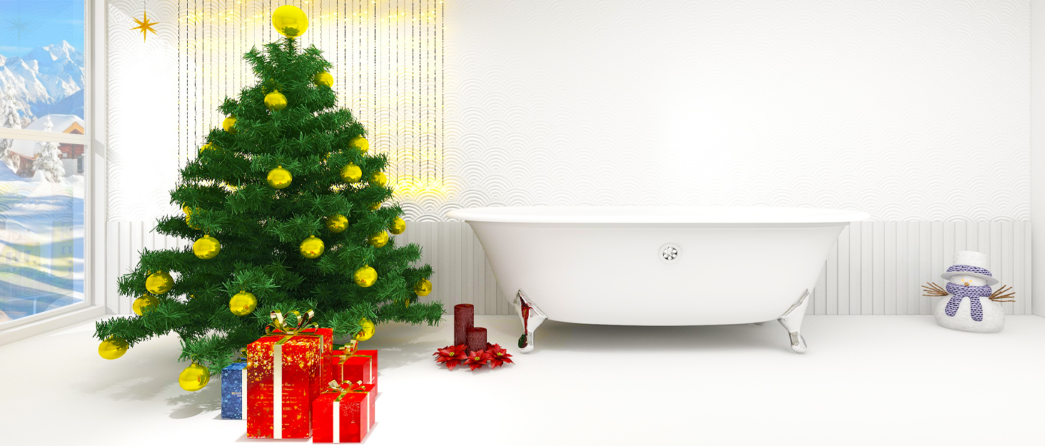 Poedist Christmas Bathroom Set Decor,Shower Curtain Sets