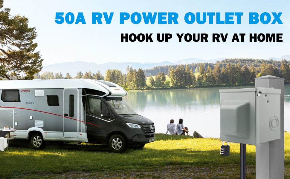 EilxMag 50 Amp RV Power Outlet Box, 125/250 Volt Enclosed Lockable